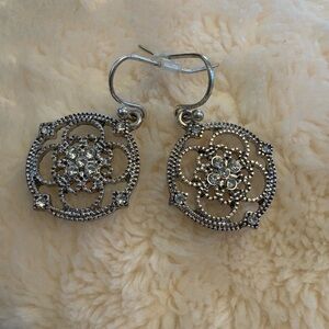 Intricate Silver Floral Drop Earrings
